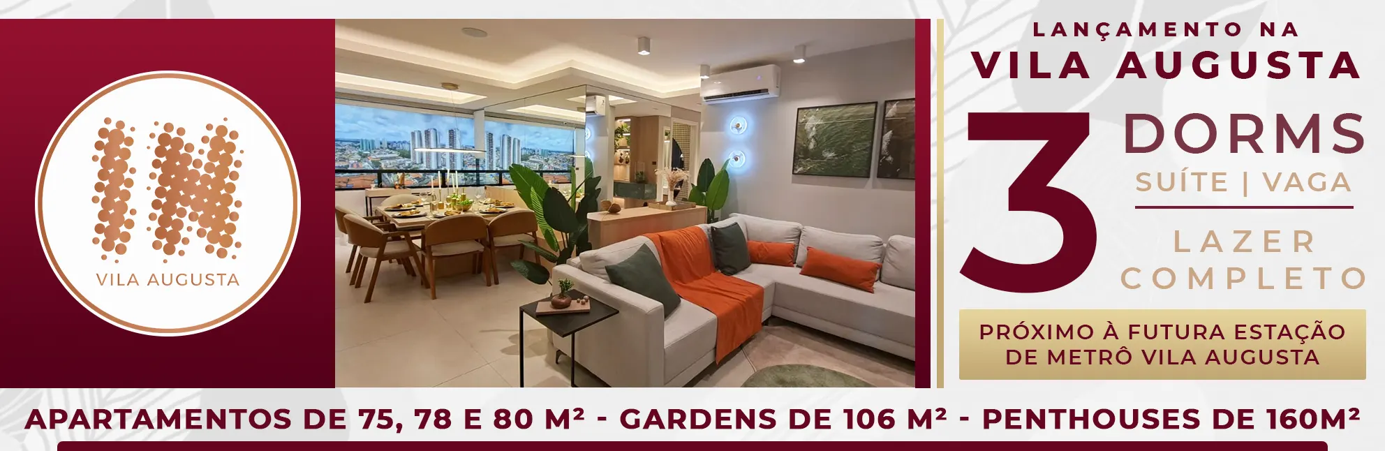 IN Vila Augusta | Condições promocionais de lançamento para apartamento de 75, 78 e 80m² | 3 dormitórios com suíte | Entrega em Dezembro de 2028 | Financiamento Caixa ou Direto com a Construtora